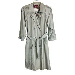 Misty Harbor Women's Gray Shimmer Double Breasted Trench Style Coat  8P  Mobwife